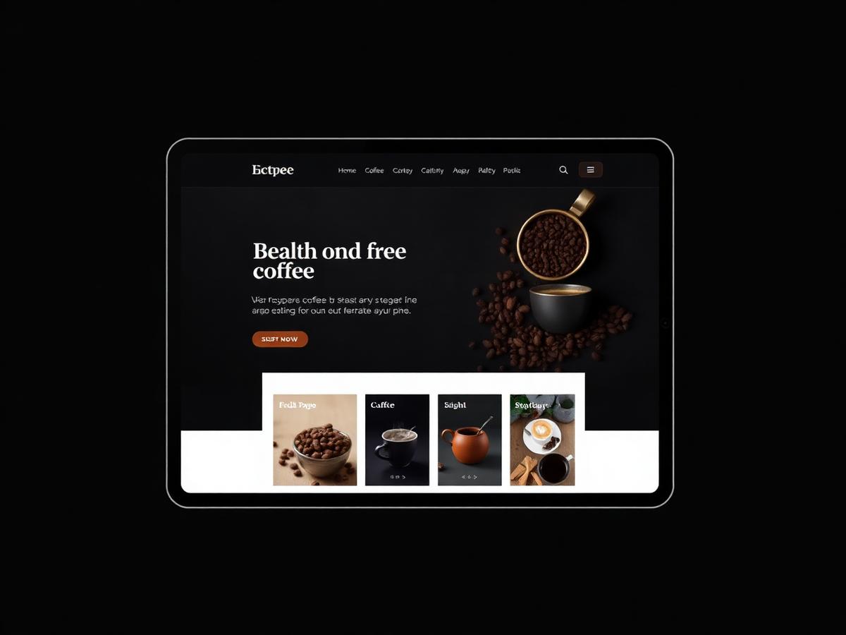Concept coffee roastery online store shown on a tablet